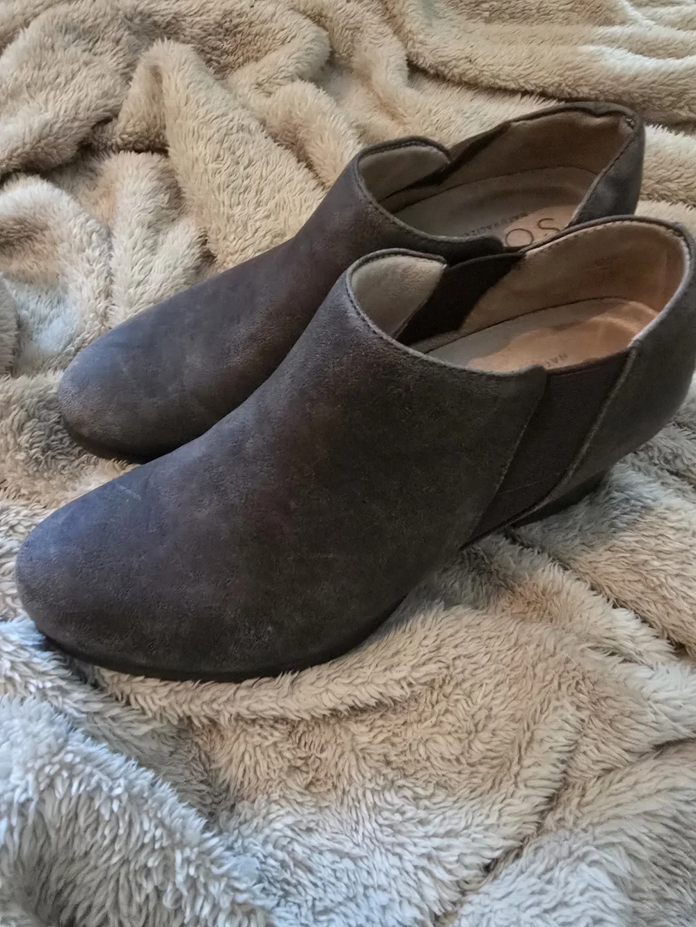Suede Slip-On Ankle Shoes in Dark Brown - Women